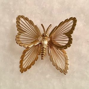 Vintage Gold Toned Butterfly Brooch